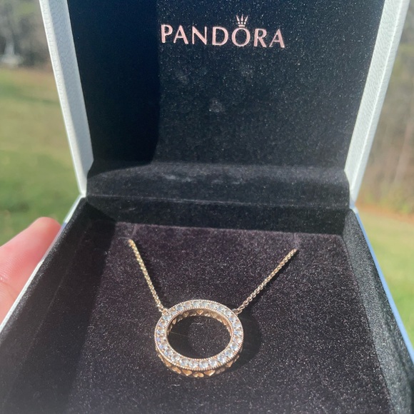 Pandora Rose Gold Circle of Sparkle Necklace - Picture 2 of 5